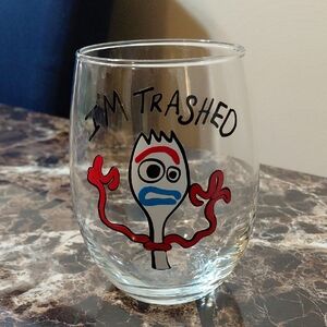 Forky “I’m Trashed” Stemless Wine Glass